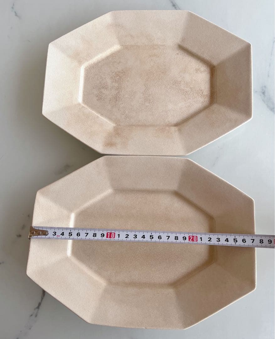 棚橋祐介 長八角皿L オクトゴナル舟形 大 2枚セットベージュ