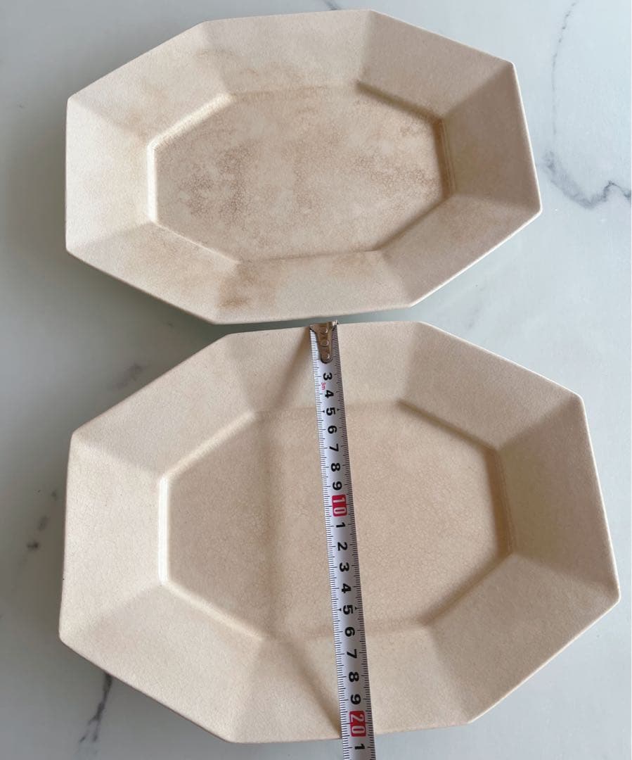 棚橋祐介 長八角皿L オクトゴナル舟形 大 2枚セットベージュ