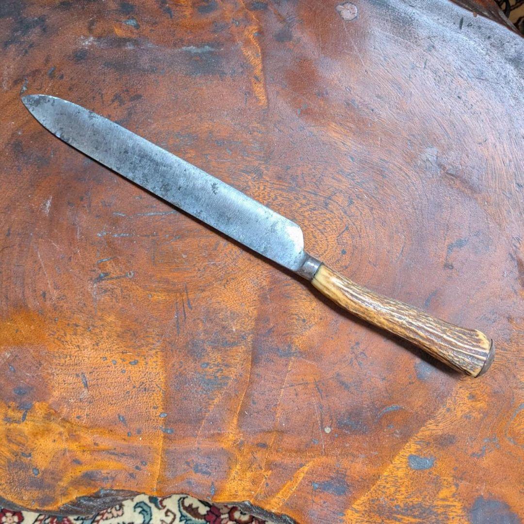 イギリス　アンティークナイフ 鹿の角　バーベキューナイフ