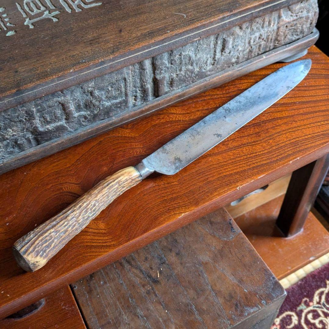 イギリス　アンティークナイフ 鹿の角　バーベキューナイフ