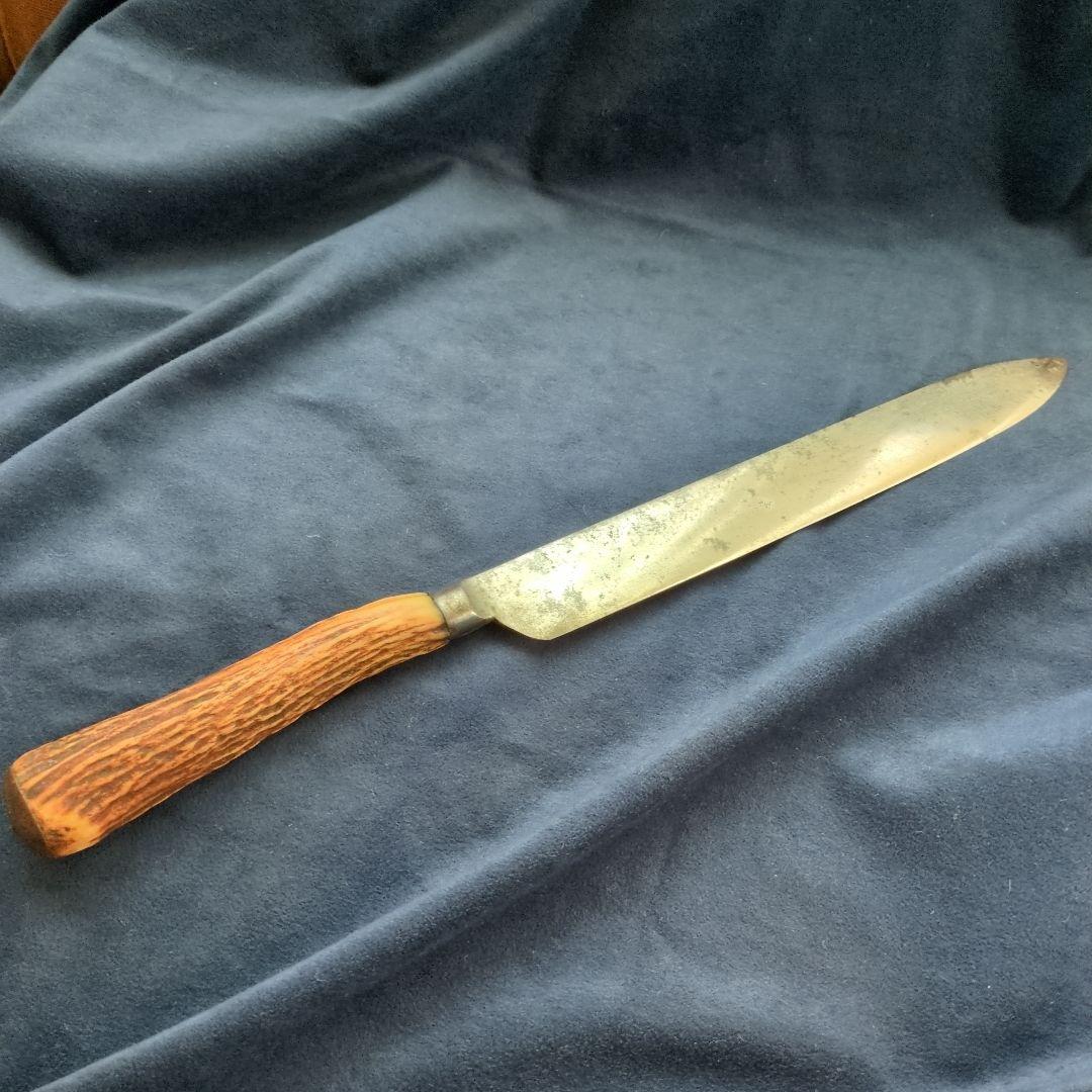 イギリス　アンティークナイフ 鹿の角　バーベキューナイフ