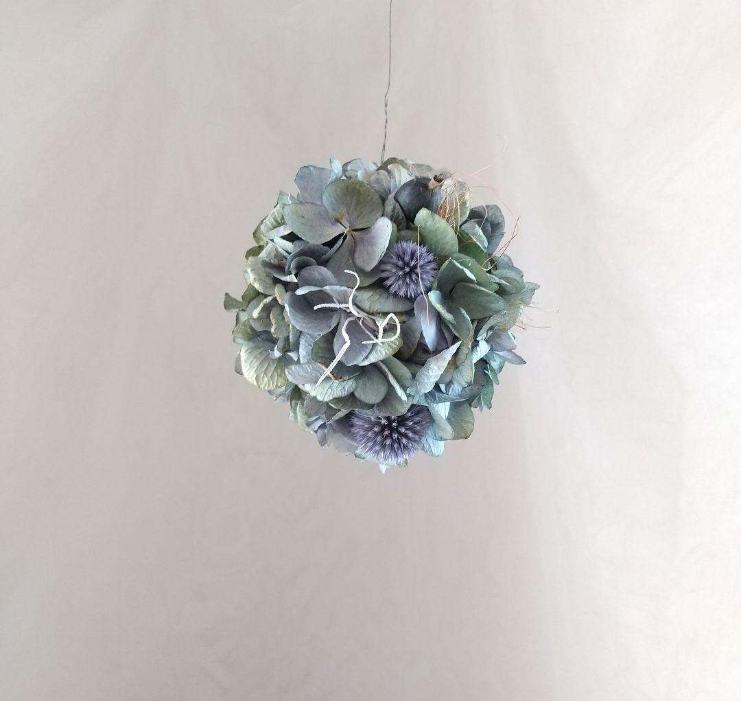 秋色紫陽花のフラワーボール ボールリース