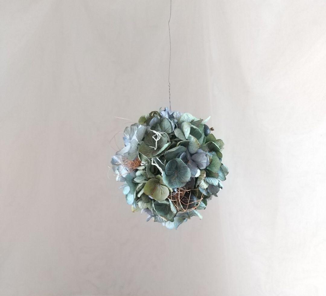 秋色紫陽花のフラワーボール ボールリース
