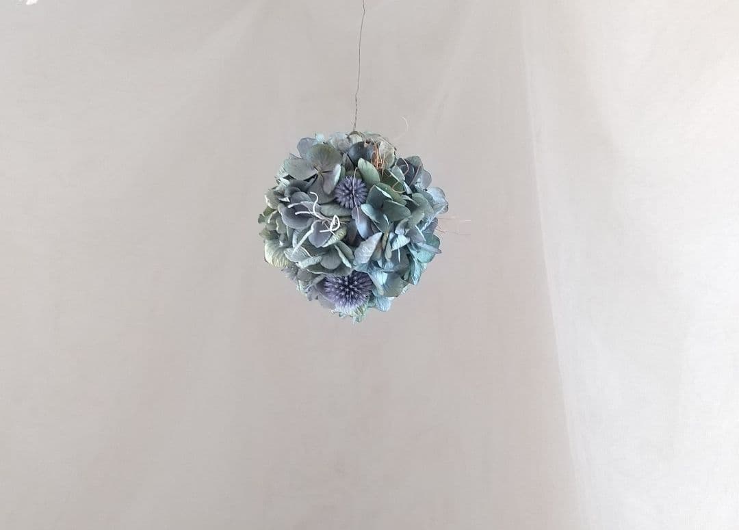 秋色紫陽花のフラワーボール ボールリース