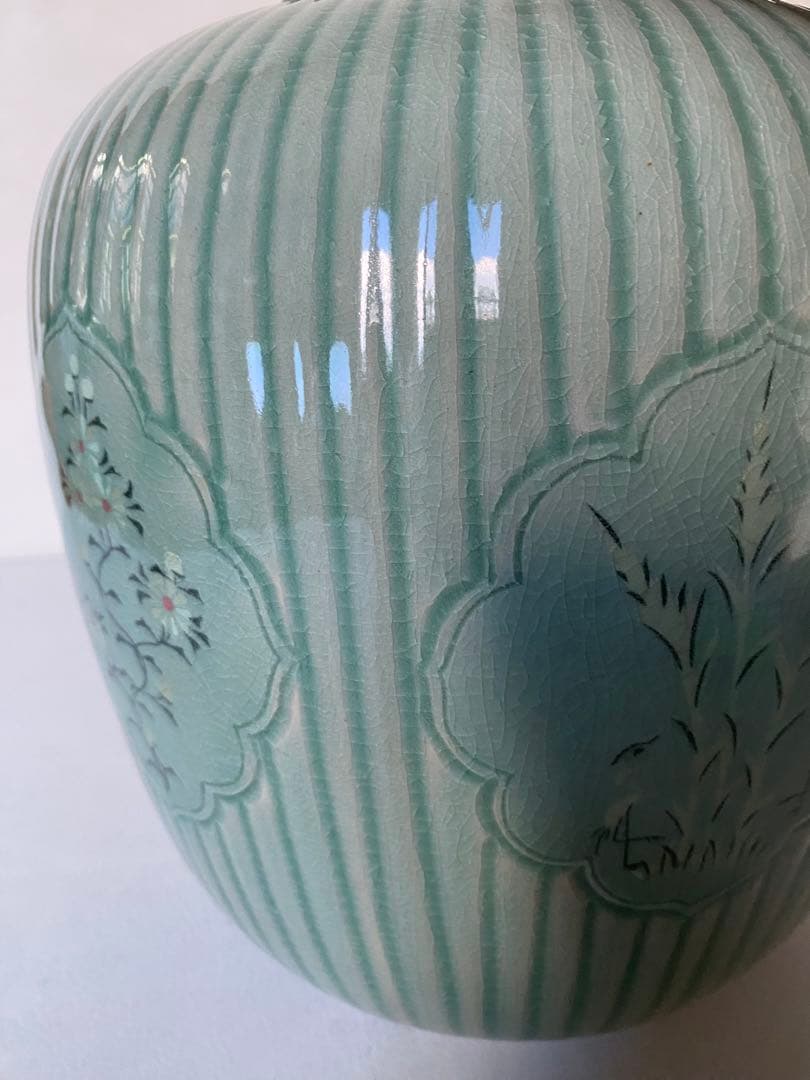 海林　花瓶　花器　高麗青磁　壺