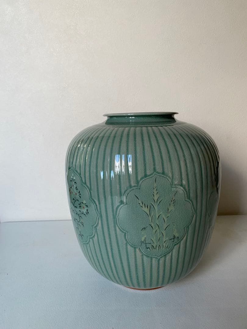 海林　花瓶　花器　高麗青磁　壺