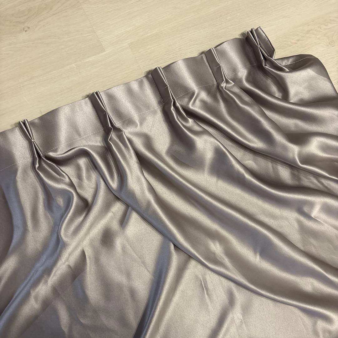 グレー プリーツカーテン 光沢 約149cm×約105cm