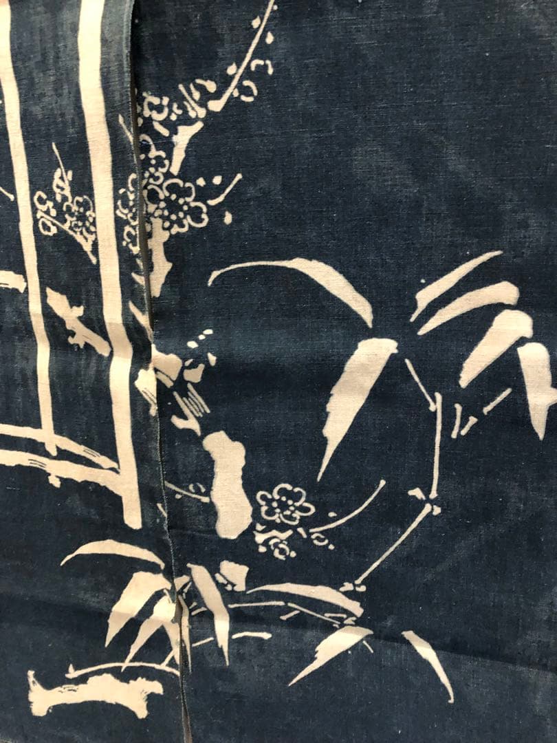 藍染 加賀のれん 時代物 木綿 古布ソ-122 三巾