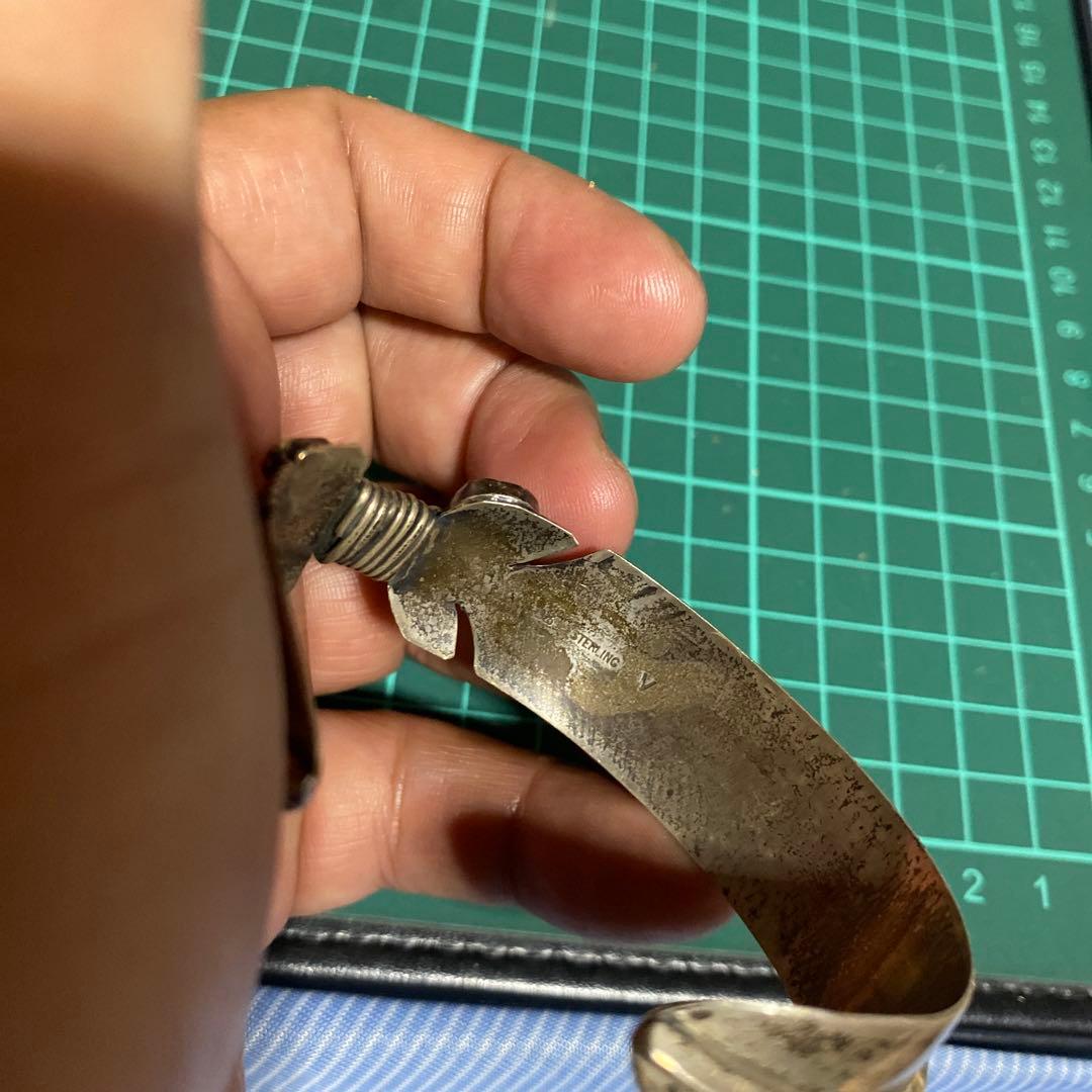 インディアンジュエリー　925 ブレスレット　ターコイズ　珊瑚　スターリング　羽