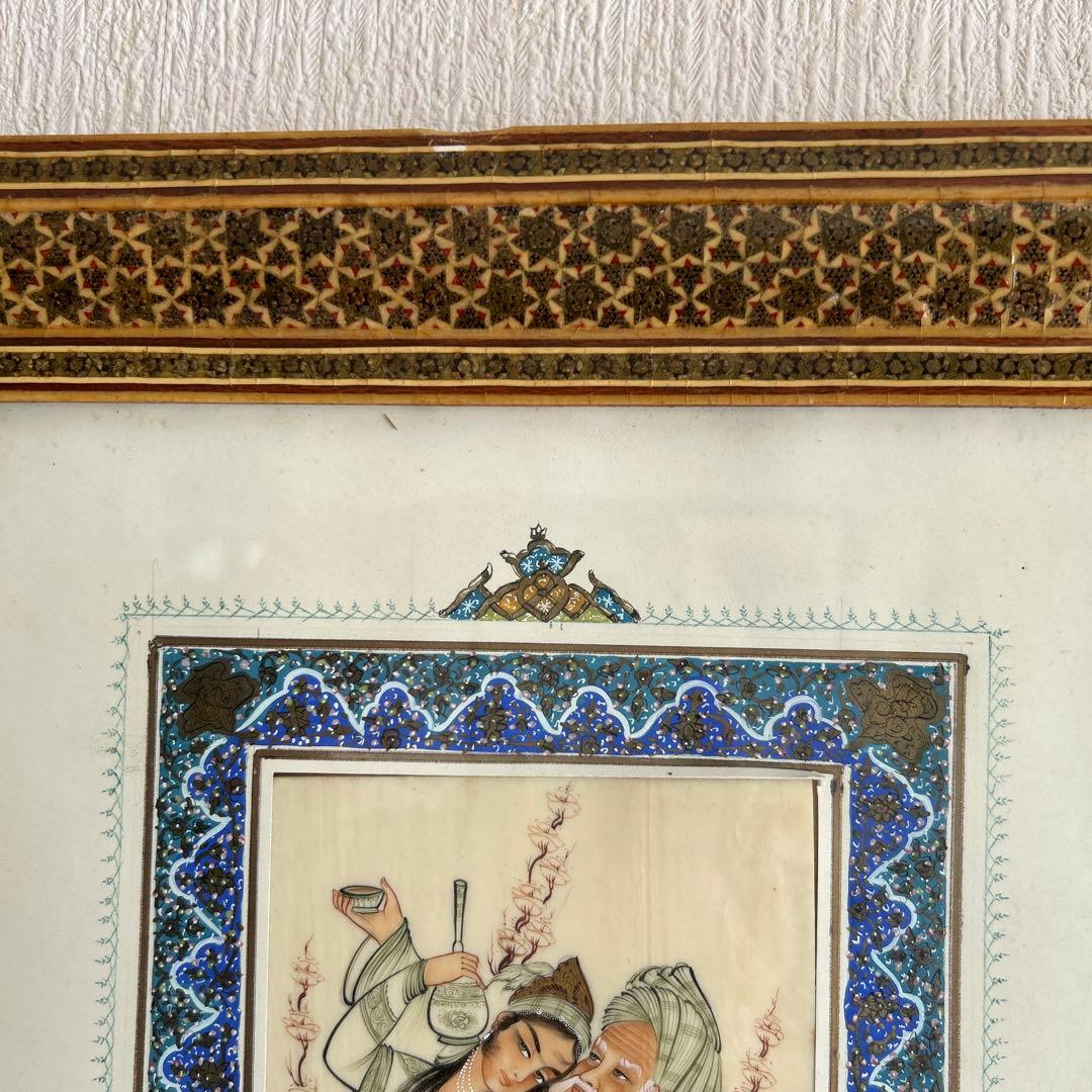 伝統的な老人と美女の人物像の絵画イラン製