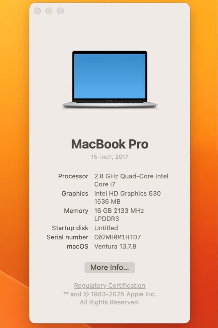 MacBook Pro 15インチ2017/ i7 2.8GHz / 16GB