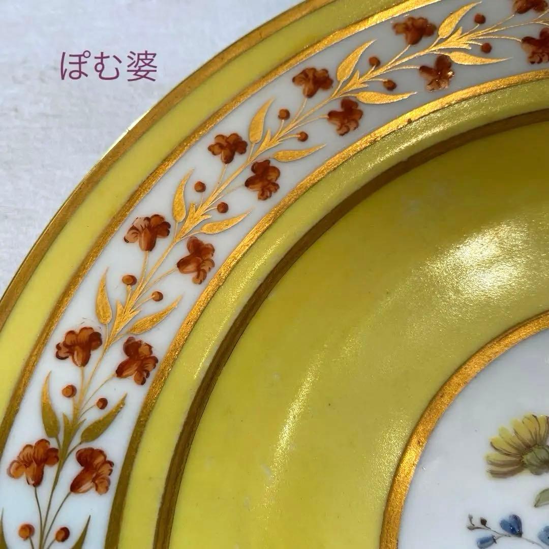 【Sevres セーヴル セーブル】黄肌花絵付 皿「ナポレオン命による贈答品」②