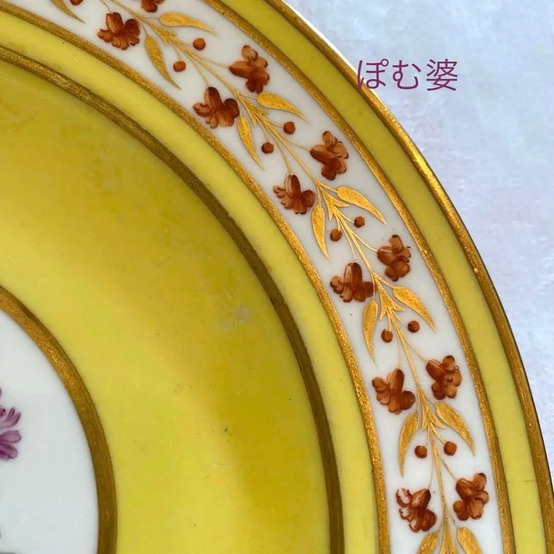 【Sevres セーヴル セーブル】黄肌花絵付 皿「ナポレオン命による贈答品」②