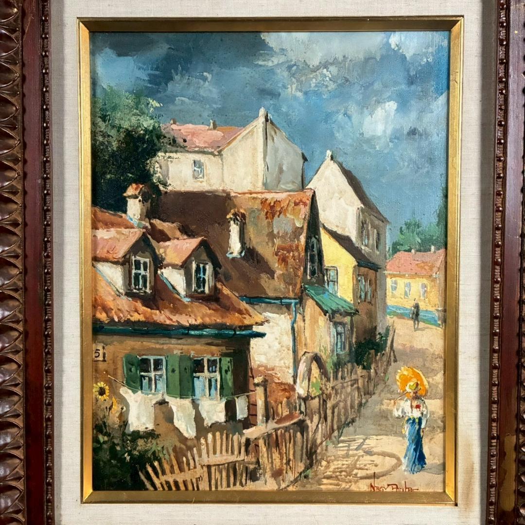 ナギー「家路」キャンバスに油彩画 月光荘取扱 ハンガリー・フランドル絵画