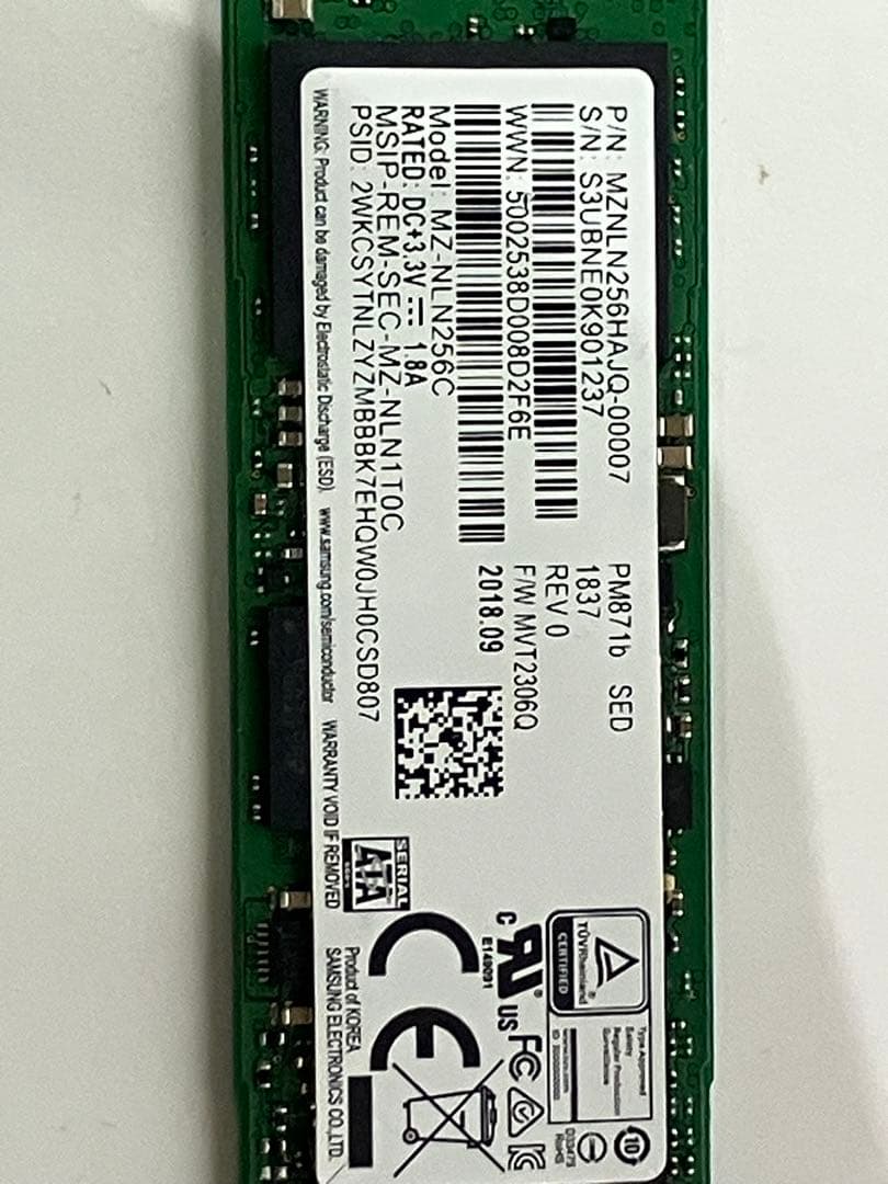 送料込 M.2 SATA 256GB 5枚セットSAMSUNG D4
