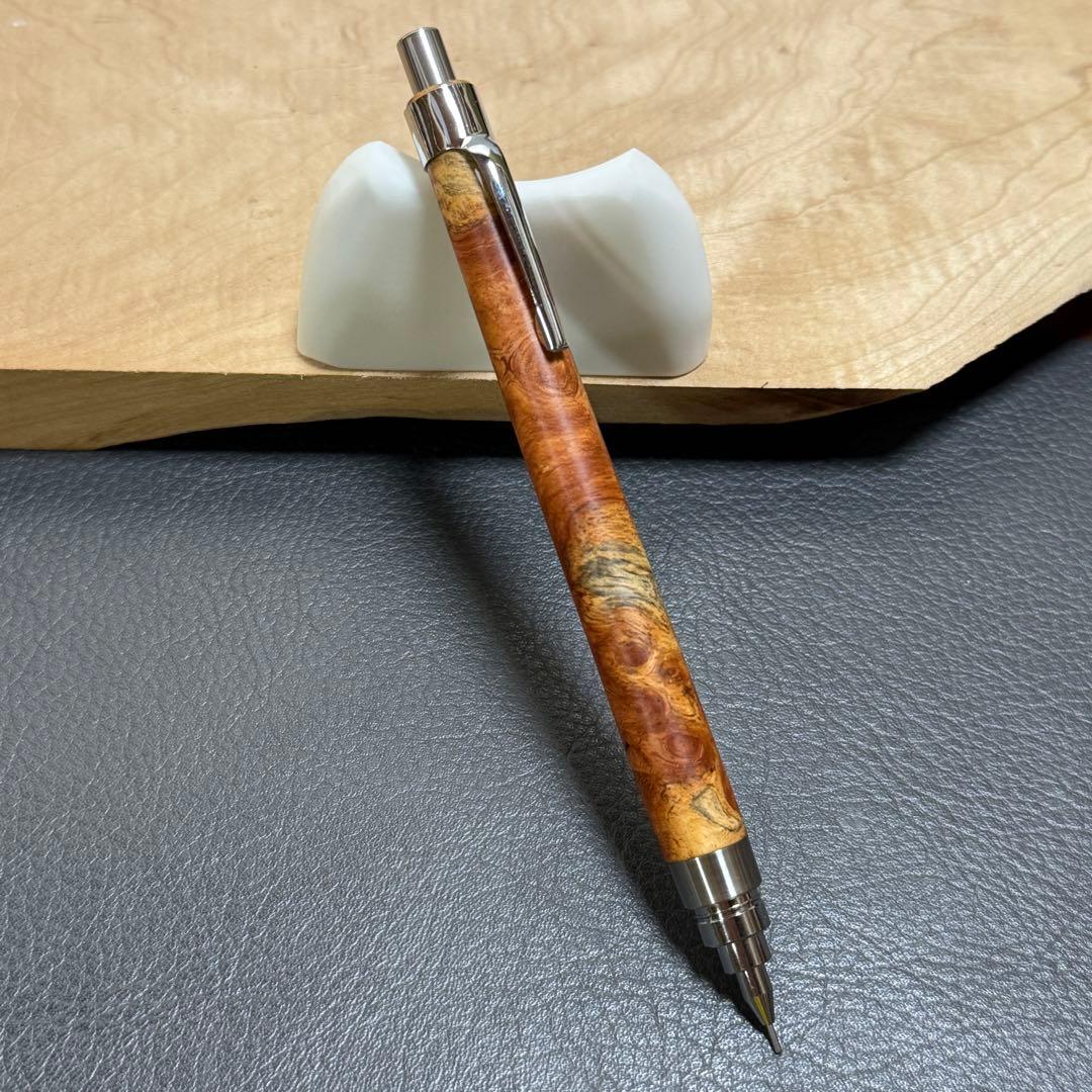 158花梨瘤　木製シャーペン　最強低重心　ステンレス