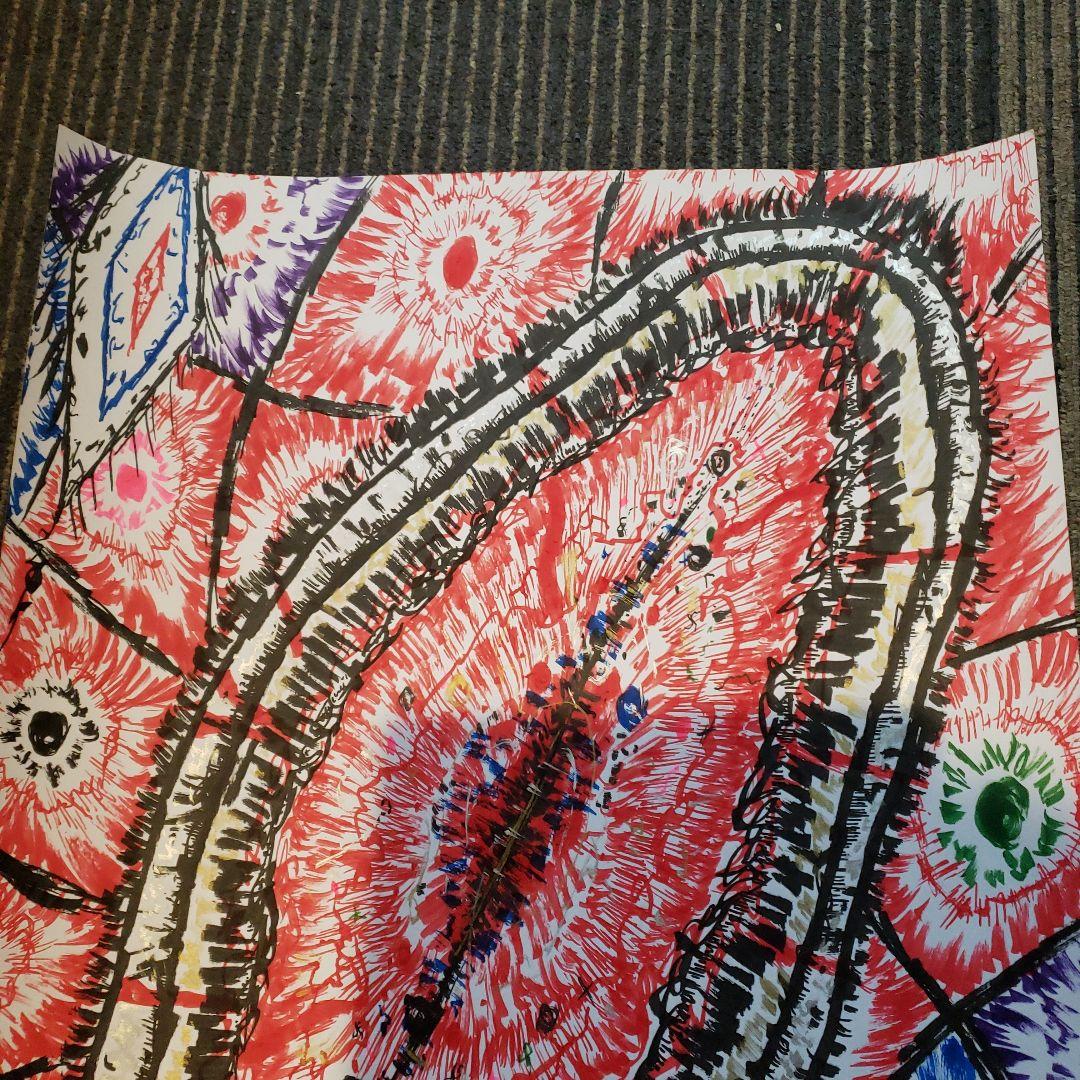 タイトル「傷口の宇宙」抽象画 　手書き