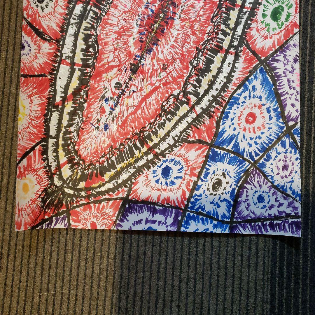 タイトル「傷口の宇宙」抽象画 　手書き