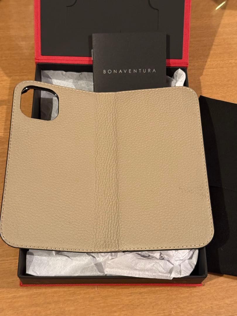 BONAVENTURA iPhone 15 手帳型ケース グレージュ・コーラル