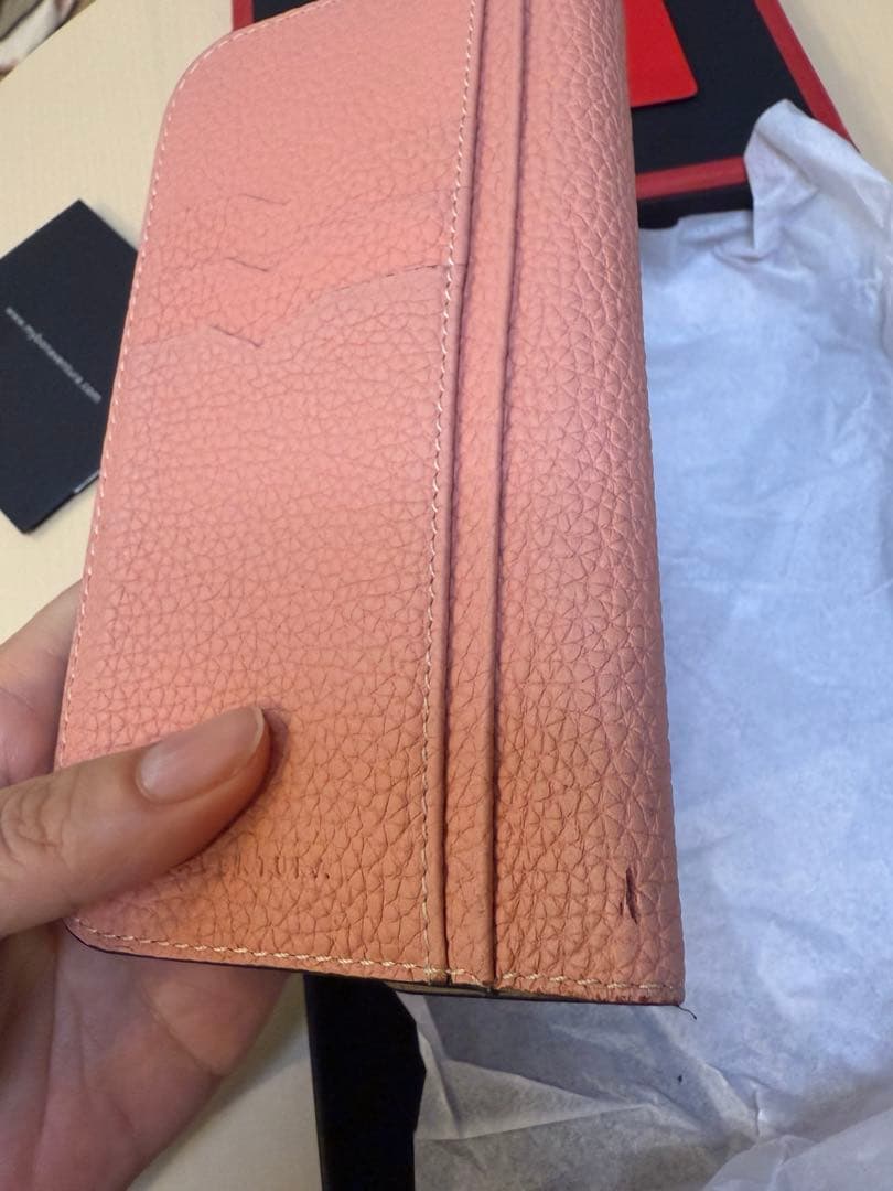 BONAVENTURA iPhone 15 手帳型ケース グレージュ・コーラル