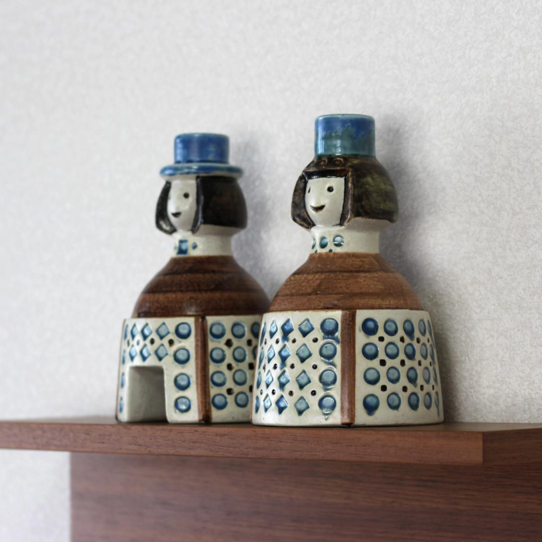 Gustavsberg　グスタフスベリ　陶器のキャンドルホルダー　新郎新婦　北欧