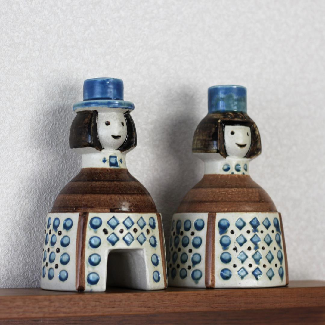 Gustavsberg　グスタフスベリ　陶器のキャンドルホルダー　新郎新婦　北欧