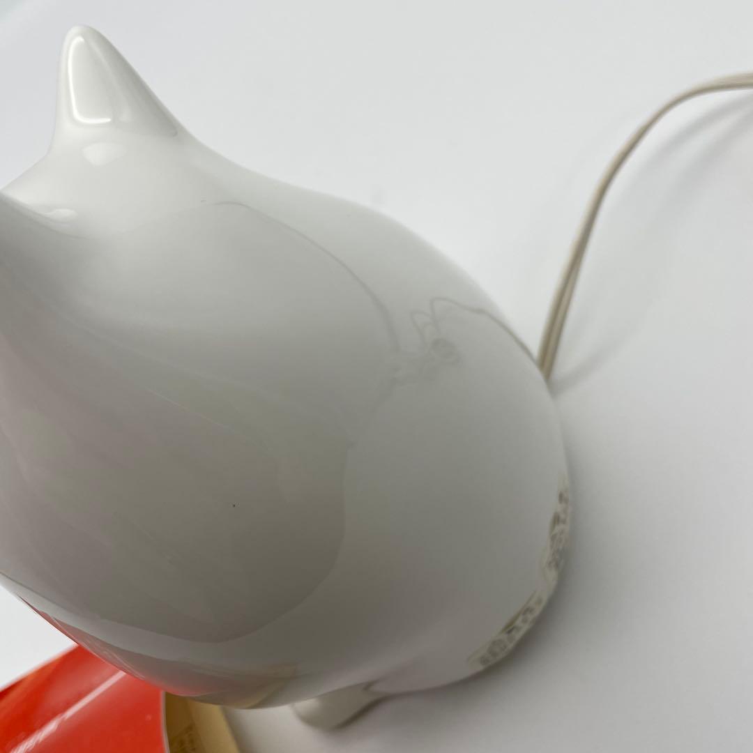 【E74】 鳴海製陶（NARUMI） ボーンチャイナ製 ネコ型インテリアランプ