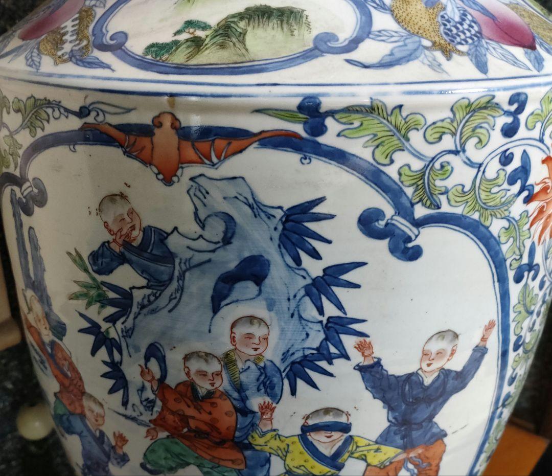 大花瓶 大壺 獣耳 中国 万暦龍 中国美術 龍 飾り壺