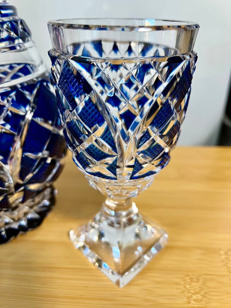 江戸切子　デカンタ　脚付杯 セット 根本幸雄 作