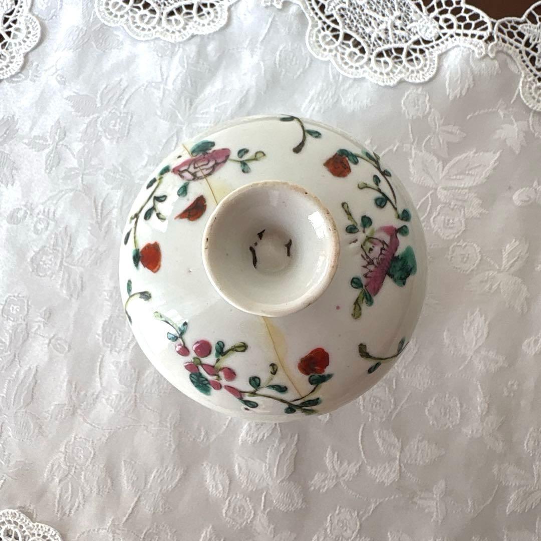 中国 古美術　虫文　中国骨董 清朝後期〜中華民国 陶器粉彩　染付 蓋付き容器