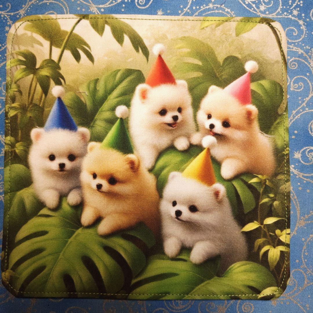 yourelia 　4重ハンカチ　ワンコさん柄　18枚