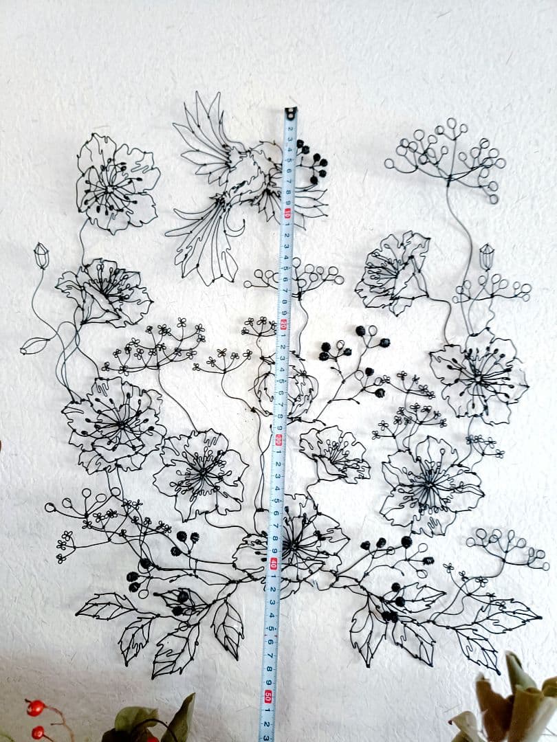 ［ひなげしの花　小鳥］　フラワーアート　ワイヤークラフト