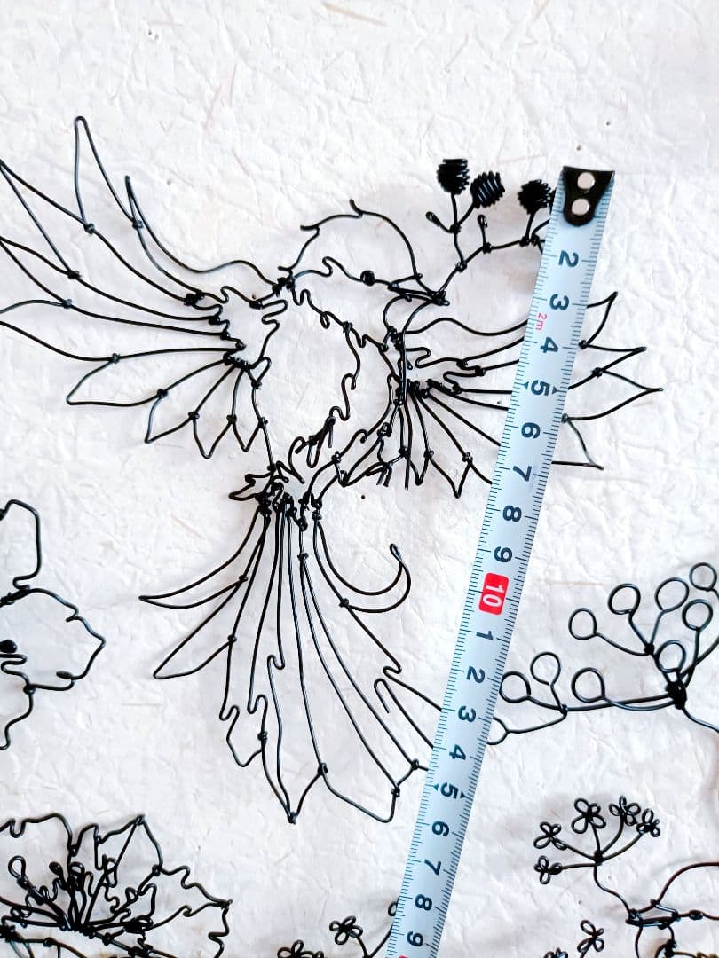 ［ひなげしの花　小鳥］　フラワーアート　ワイヤークラフト