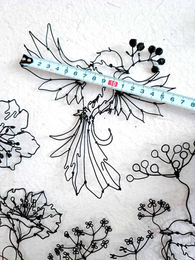 ［ひなげしの花　小鳥］　フラワーアート　ワイヤークラフト