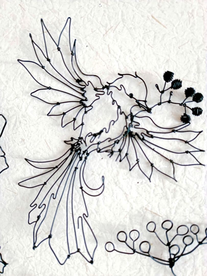 ［ひなげしの花　小鳥］　フラワーアート　ワイヤークラフト