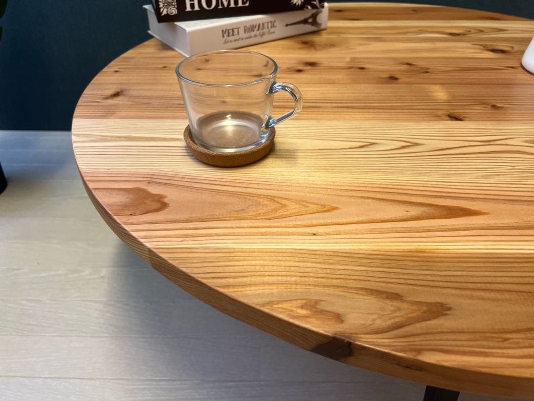 【送料無料】 ローテーブル 丸形 90cm 杉 折りたたみ脚