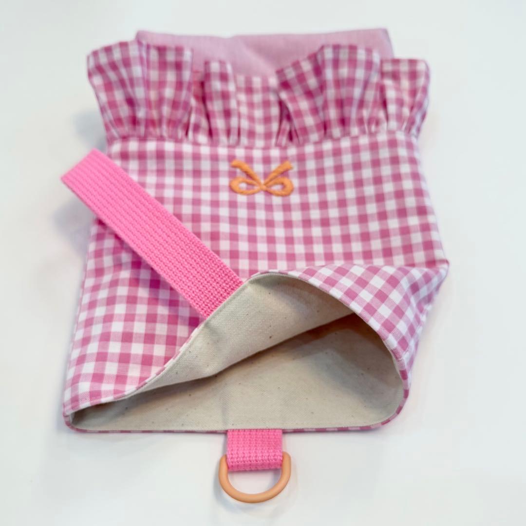 オーダー受付中　リボン　フリル　ピンク　 レッスンバック　体操着袋　上履き袋