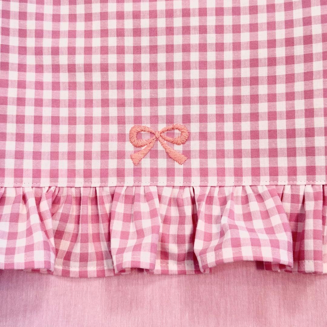 オーダー受付中　リボン　フリル　ピンク　 レッスンバック　体操着袋　上履き袋