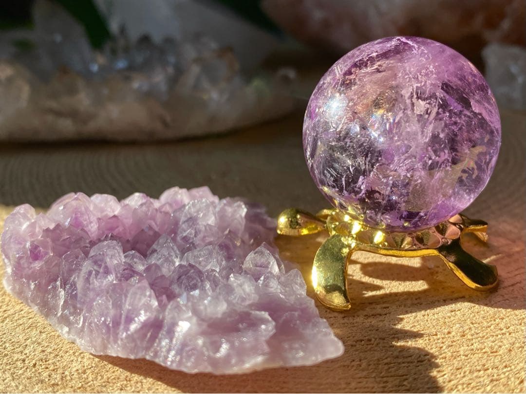 セット★ ラベンダーアメジスト　天然石　アメトリンスフィア　丸玉　紫黄水晶