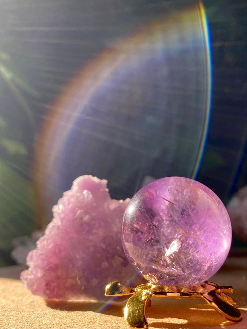 セット★ ラベンダーアメジスト　天然石　アメトリンスフィア　丸玉　紫黄水晶