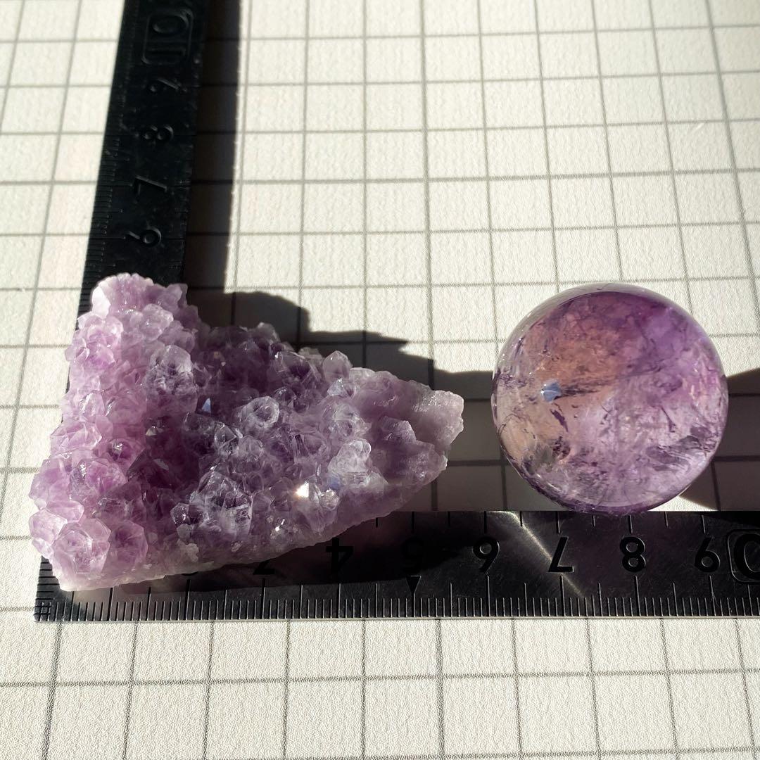 セット★ ラベンダーアメジスト　天然石　アメトリンスフィア　丸玉　紫黄水晶