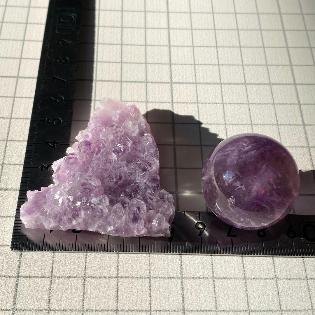 セット★ ラベンダーアメジスト　天然石　アメトリンスフィア　丸玉　紫黄水晶