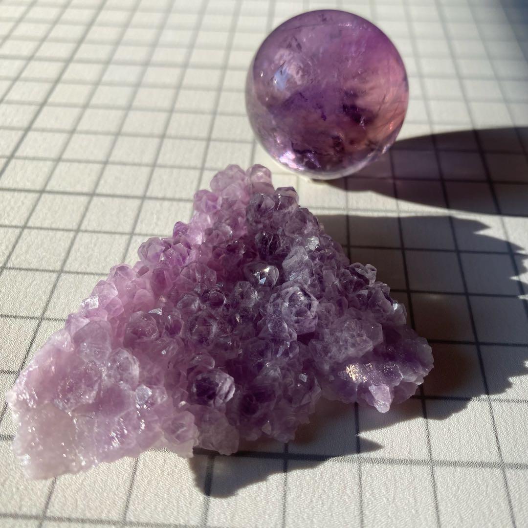 セット★ ラベンダーアメジスト　天然石　アメトリンスフィア　丸玉　紫黄水晶