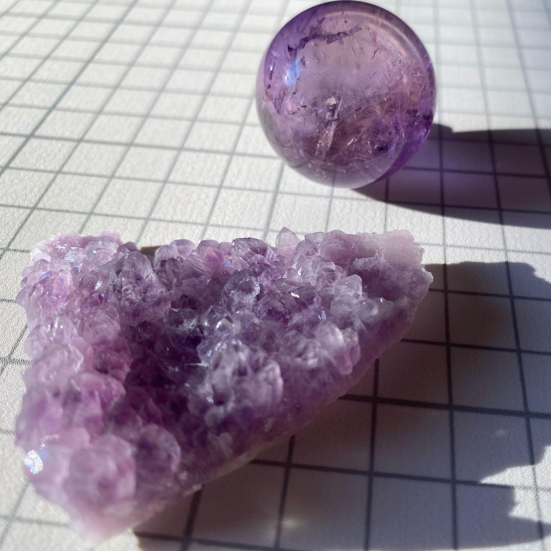 セット★ ラベンダーアメジスト　天然石　アメトリンスフィア　丸玉　紫黄水晶