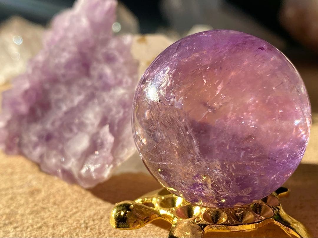 セット★ ラベンダーアメジスト　天然石　アメトリンスフィア　丸玉　紫黄水晶