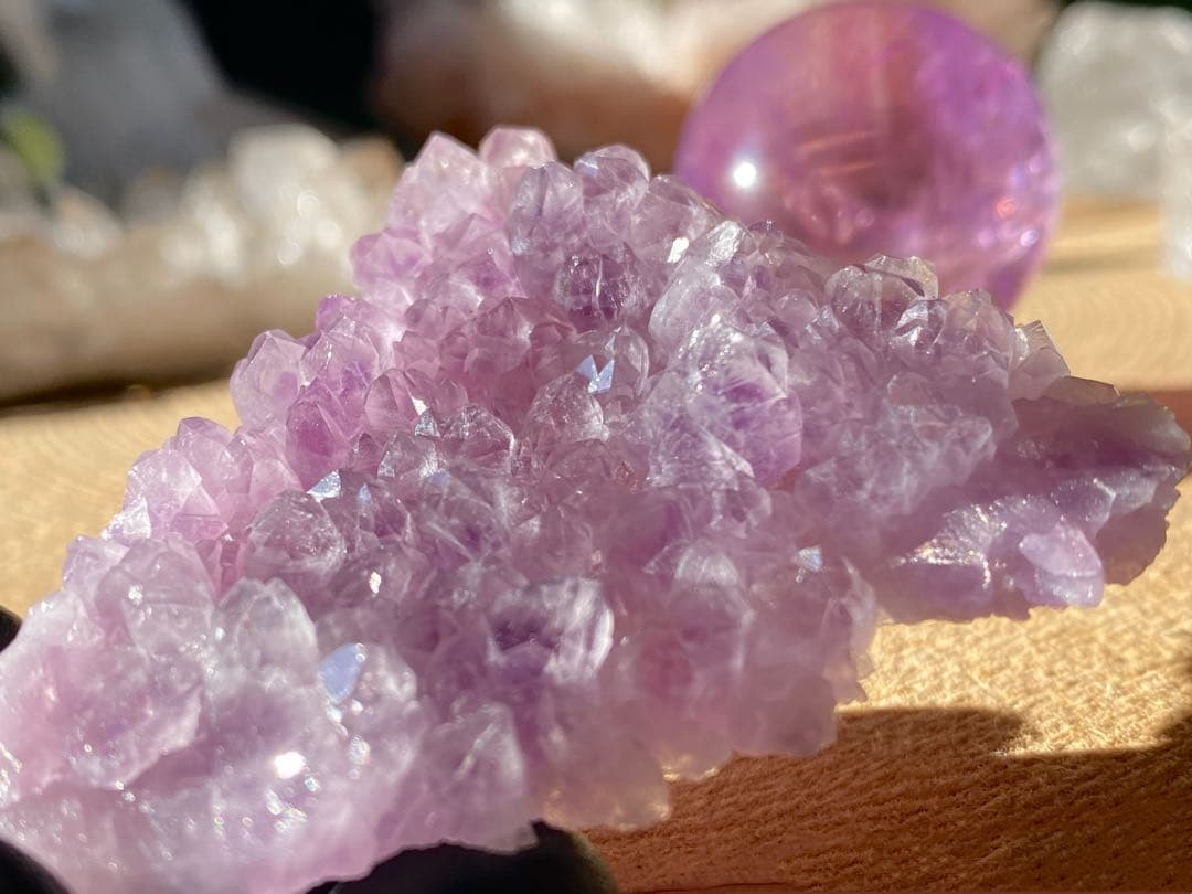 セット★ ラベンダーアメジスト　天然石　アメトリンスフィア　丸玉　紫黄水晶