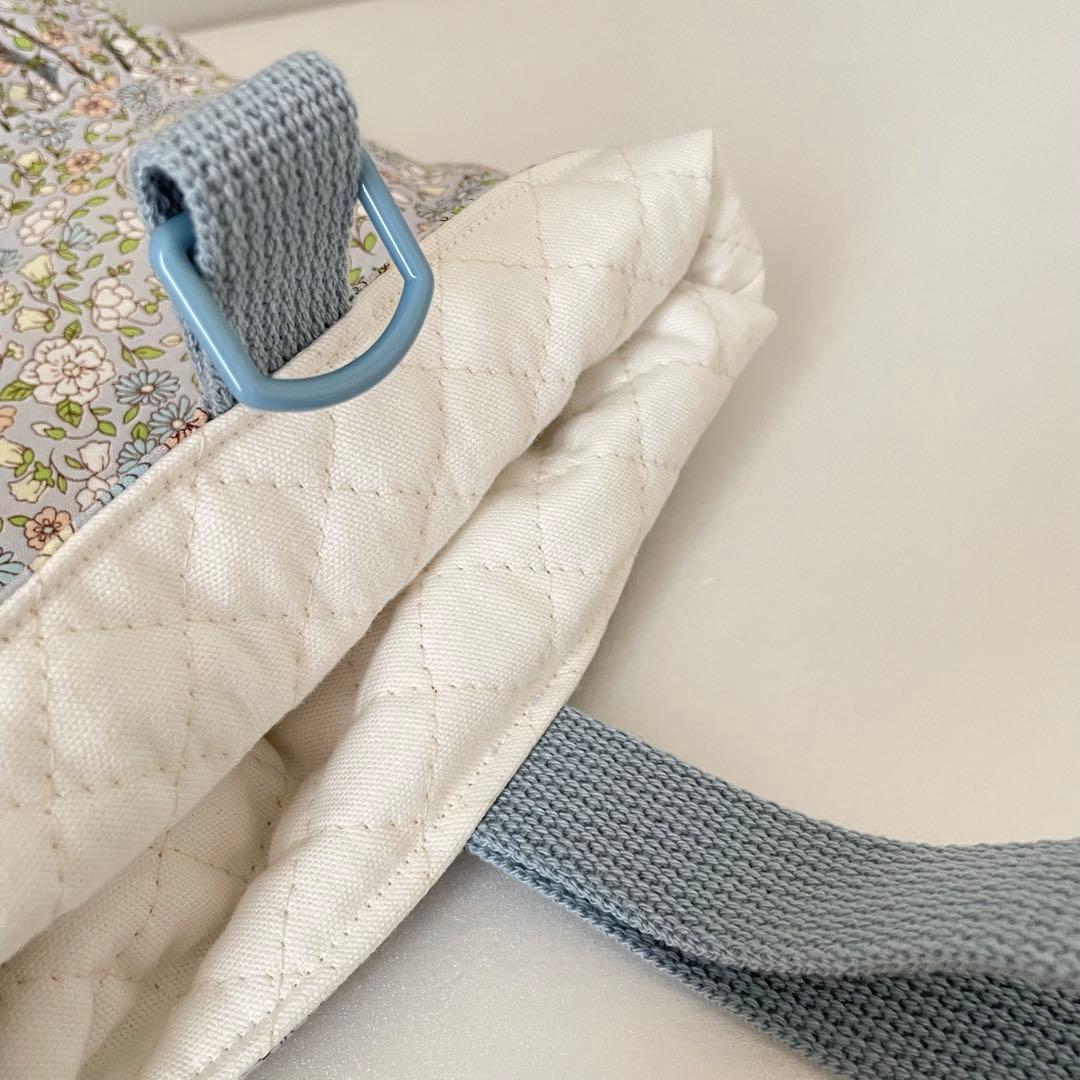 入園・入学　ブルーグレー花柄　レッスンバッグ、上履き入れ、着替え袋、給食袋