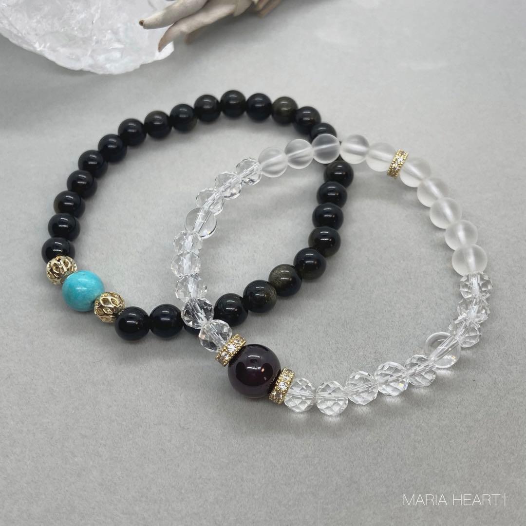 【天然石ブレスレット】浄化 女性性開花 ガーネット クリスタル 万能ブレス