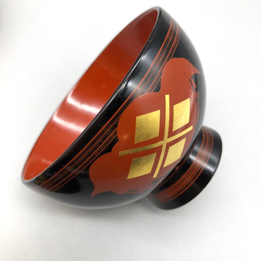 新品未使用秀衡塗菱形金箔漆雲文様蓋付き椀4客セット伝統工芸高級品ビンテージ食器