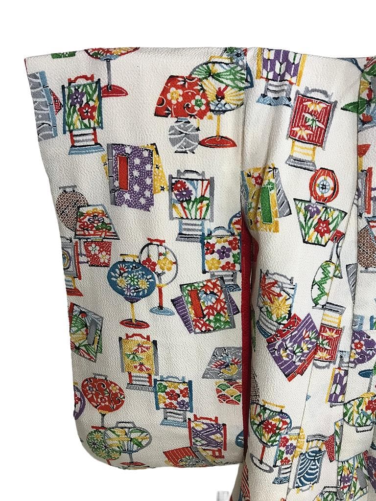 古布 人形用リメイク着物 古代チリメン（鬼シボ） おひな祭りのグッツ柄